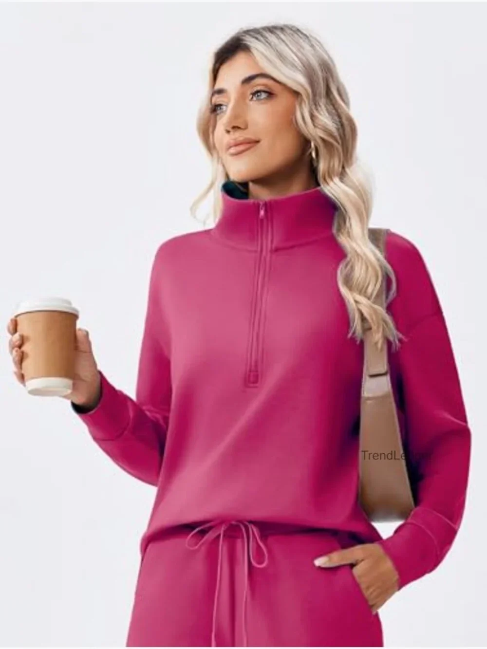 2 Piece Sweatsuit Set Half Zip Pullover Straight Leg Pants Tracksuit Matching